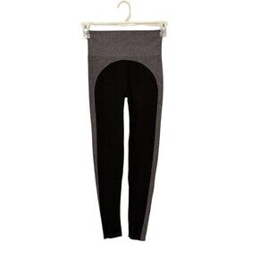 Spanx Curved Lines Seamless Marled Leggings Size M Black Gray